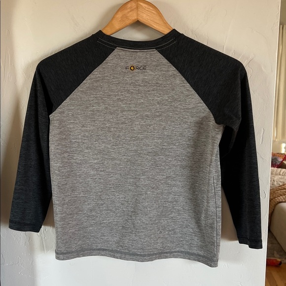 Carhartt Kids Long Sleeve Shirt in Gray and Black with Neon Logo - Picture 3 of 3